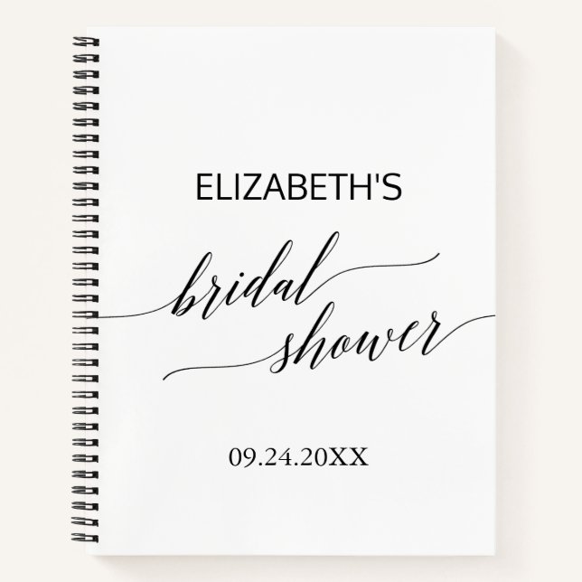 Elegante Black Calligraphy Brautparty Gift List Notizbuch (Vorderseite)