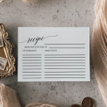 Elegante Black Calligraphy Bridal Recipe Cards Postkarte<br><div class="desc">Diese eleganten, schwarzen Kalligraphie-Rezepte sind eine gute Möglichkeit, die zukünftige Braut mit all den Rezepten zu versorgen, die sie als neue Ehefrau braucht! Das schlichte Design ist mit einer minimalistischen Karte mit romantischer und skurriler Typografie dekoriert. Das Tolle an diesen doppelseitigen Karten ist, dass es viel Platz für längere Rezepte...</div>