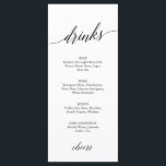 Elegante Black Calligraphy Drinks Menu Card Menükarte<br><div class="desc">Diese elegante schwarze Kalligraphie-Getränkekarte eignet sich perfekt für eine einfache Hochzeit. Das neutrale Design besticht durch eine minimalistische Karte,  die mit romantischer und skurriler Typografie dekoriert ist. Persönlich gestalten Sie die Karten mit den Getränken,  die Sie am Empfang erhalten.</div>