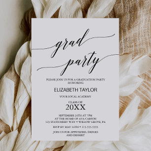 Elegante Black Calligraphy Graduation Party Einladung