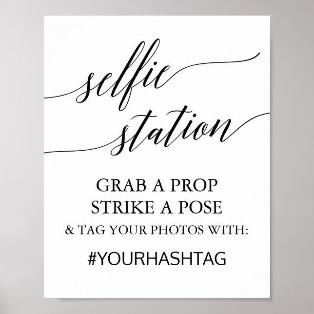 Elegante Black Calligraphy Selfie Station - Zeiche Poster (Vorne)