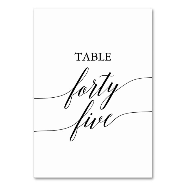 Elegante Black Calligraphy Tischnummer 45 (Vorderseite)