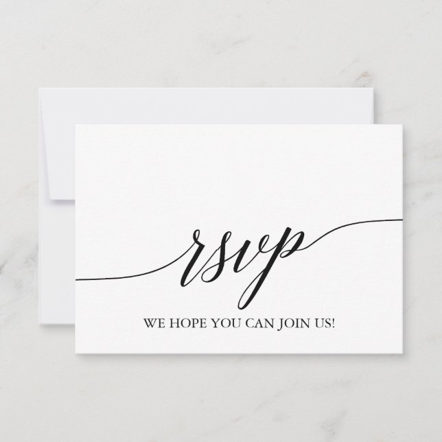 Elegante Black Calligraphy Website RSVP Card (Vorderseite)