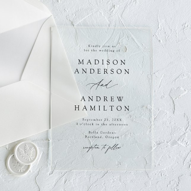 Elegante Black Calligraphy Wedding Acryleinladungen (Von Creator hochgeladen)