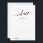 Elegante Black Calligraphy Wedding Hinweiskarte<br><div class="desc">Diese elegante, schwarze kalligraphische Hochzeitsratenkarte ist ideal für eine einfache Hochzeit und kann für jede Veranstaltung verwendet werden. Das neutrale Design besticht durch eine minimalistische Karte, die mit romantischer und skurriler Typografie dekoriert ist. Diese Ratschläge können als Gästebuchalternative für Hochzeitsempfang, Brautparty, Babydusche oder Abschlussfeier verwendet werden. Personalisieren Sie die Karte...</div>