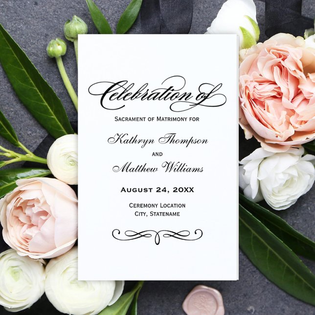 Elegante Black Calligraphy Wedding Programs (Von Creator hochgeladen)