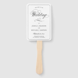 Elegante Black Calligraphy Welcome Wedding Party Fächer
