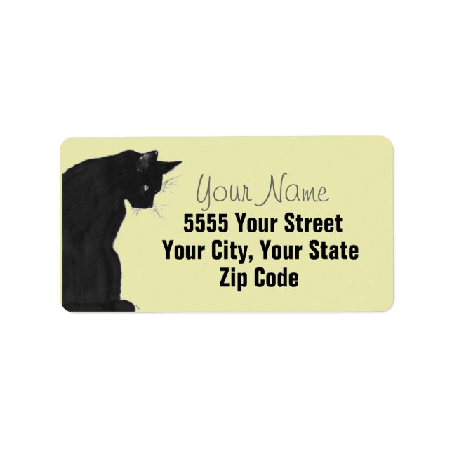 Elegante Black Cat Address Labels Adressaufkleber (Vorne)