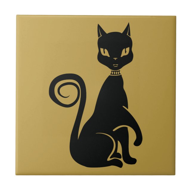 Elegante Black Cat Fliese (Vorderseite)