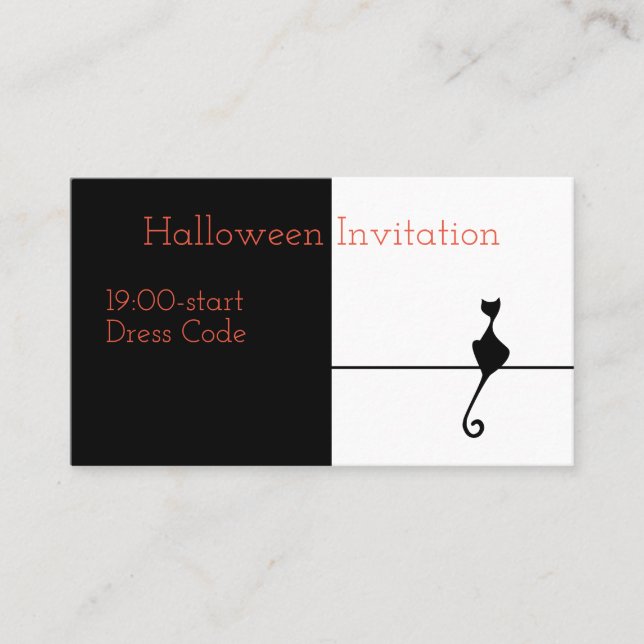 Elegante Black Cat Halloween Einladung (Vorderseite)