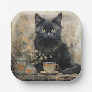 Elegante Black Cat Pappteller