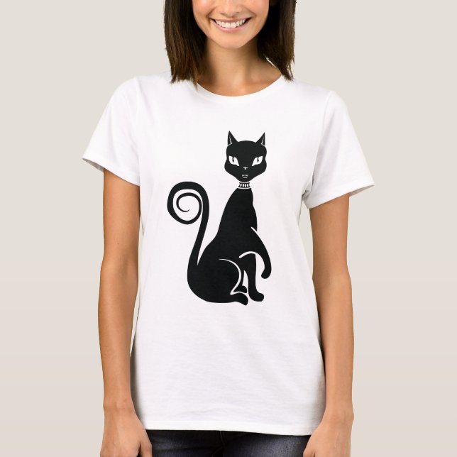 Elegante Black Cat T-Shirt (Vorderseite)