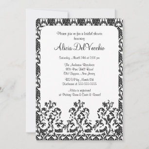 Elegante Black Damask Bridal Dusche Einladung