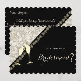 Elegante Black,Damask Bridesmaid Card Einladung