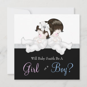Elegante Black Damask Gender Reveal Dusche Einladung