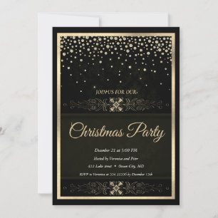 Elegante Black Diamonds Rahmen Weihnachten Einladung