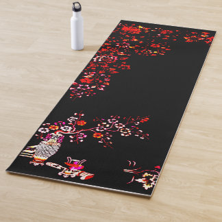 Elegante Black Floral Muster Yoga Mat Yogamatte