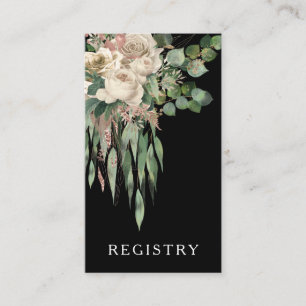 Elegante Black Floral Wedding Registry Begleitkarte