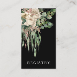 Elegante Black Floral Wedding Registry Begleitkarte