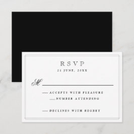 Elegante Black Formal Wedding RSVP Card