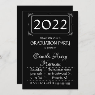 Elegante Black Foto Graduation Party Einladung