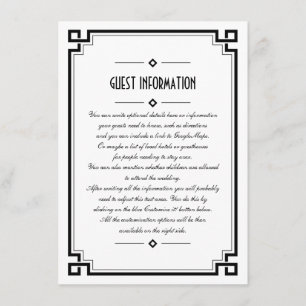 Elegante Black Frame Art Deco Einsteckkarte für Ho Begleitkarte