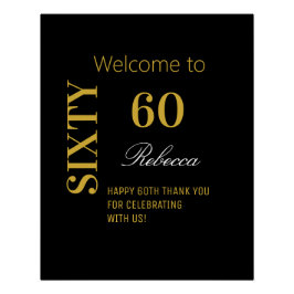 Elegante Black & Gold 60. Geburtstagsparty Poster