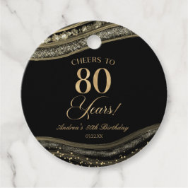 Elegante Black Gold Agate 80. Geburtstagsparty Geschenkanhänger