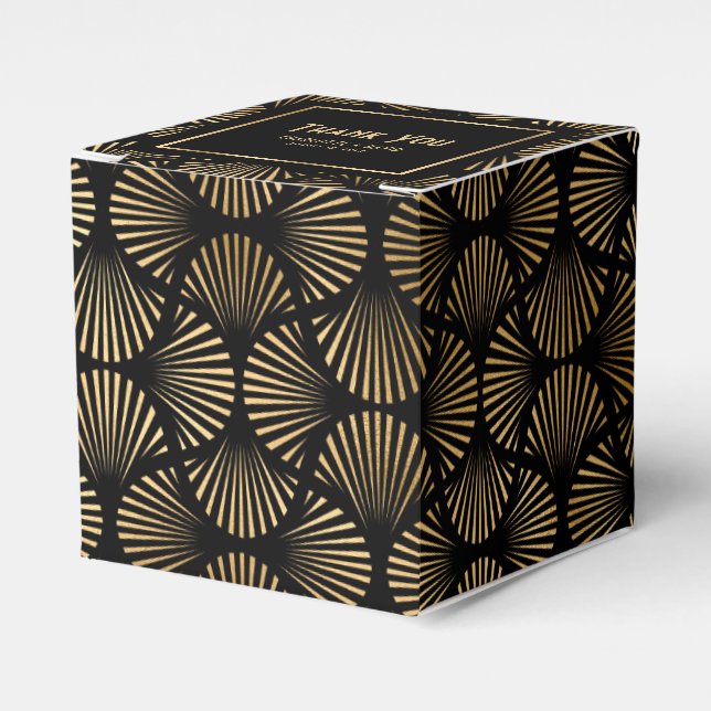 Elegante Black Gold Art Deco Hochzeit Danke Geschenkschachtel (Vorderseite)