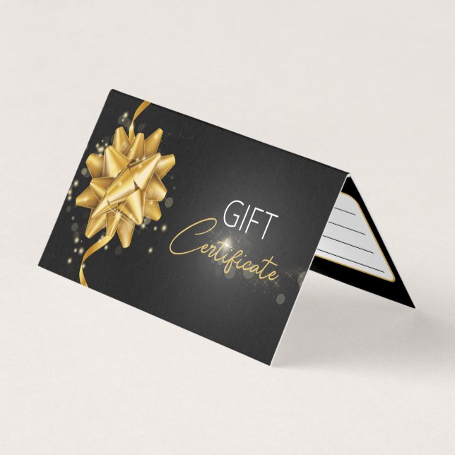 Elégante Black Gold Bow Classy Lumineuse Carte cad (Front)