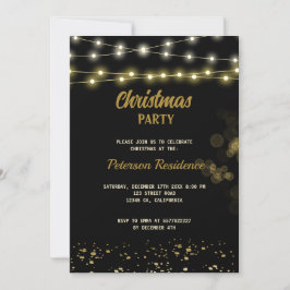 Elegante Black Gold Bow Weihnachtsfeier Einladung