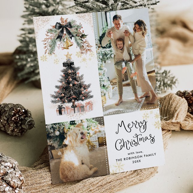 Elegante Black & Gold Bows Frohe Weihnachten 2 Fot (Von Creator hochgeladen)