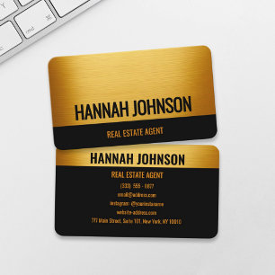 Elegante Black & Gold Brushed Metal Business Card Visitenkarte