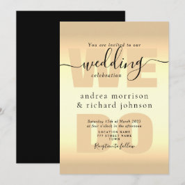 Elegante Black Gold Calligraphy Wedding Einladung