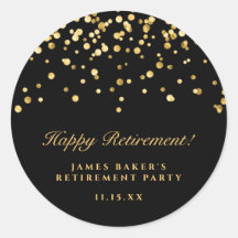 Elegante Black & Gold Confetti Happy Rente