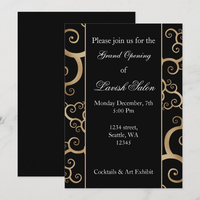 Elegante Black Gold Corporate Party Einladung (Vorne/Hinten)