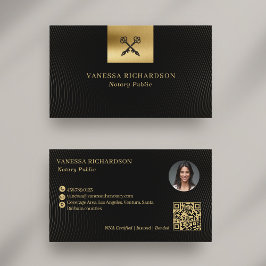 Elegante Black & Gold Cross Pen Notary QR Visitenkarte