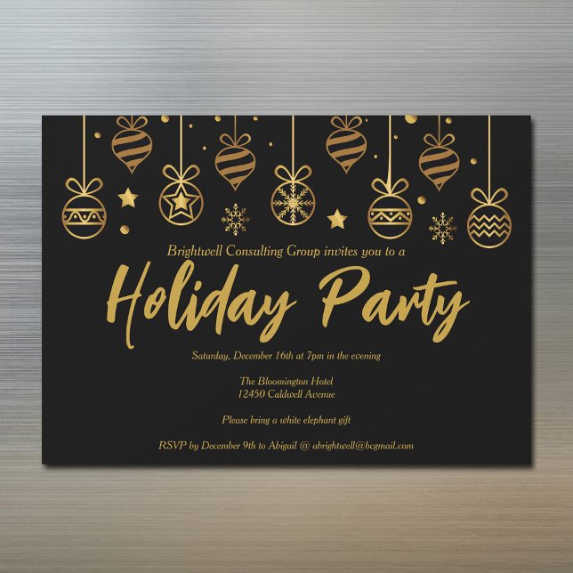 Elegante Black Gold Custom Business Holiday Party Magneteinladung (Von Creator hochgeladen)