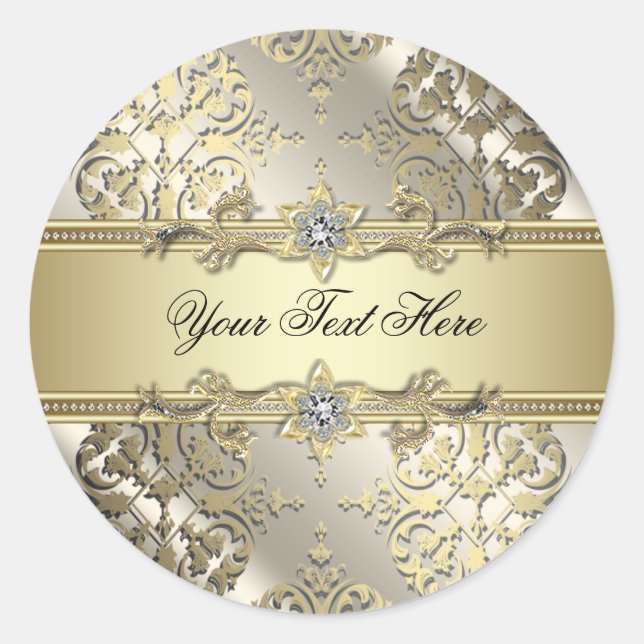 Elegante Black Gold Damask Stickers (Vorderseite)