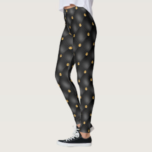 Elegante Black Gold Diamond Leggings