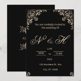 Elegante Black & Gold-Einladung Einladung