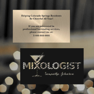 Elegante Black Gold Event Barkeeper Business Card Visitenkarte