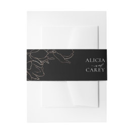 Elegante Black Gold Floral Einladung Bauchband Einladungsbanderole