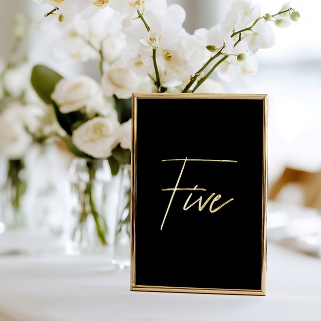 Elegante Black & Gold Foil Hochzeit Tischnummer (Elegant Black & Gold Foil Wedding Table Number)