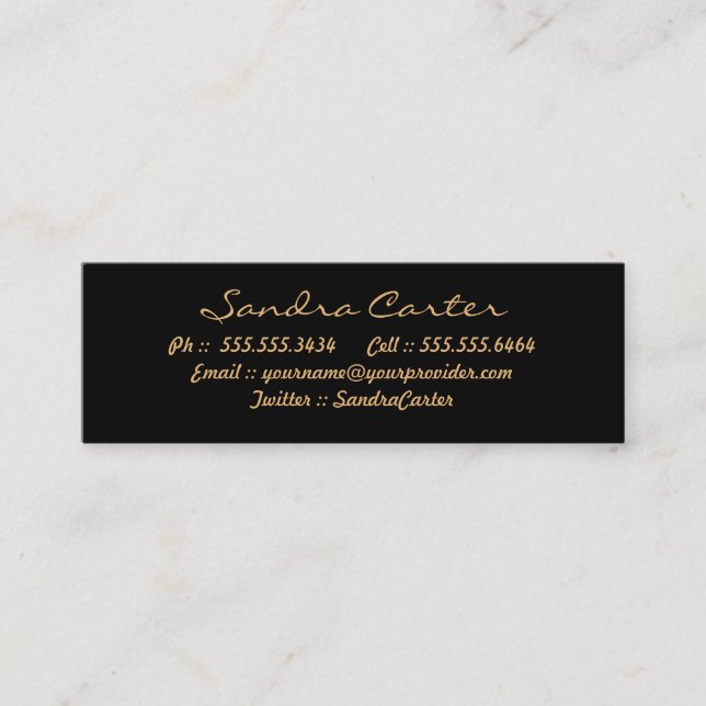 Elegante Black & Gold Geblüht benutzerdefinierte K Telefonnummerkarte (Vorderseite)
