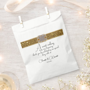 Elegante Black Gold Glitzer Brooch Geschenktütchen