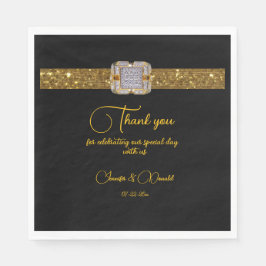 Elegante Black Gold Glitzer Brooch Serviette