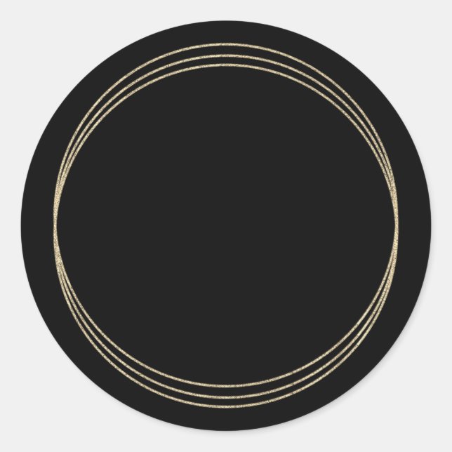 Elegante Black Gold Glitzer Rings Blank Template Runder Aufkleber (Vorderseite)
