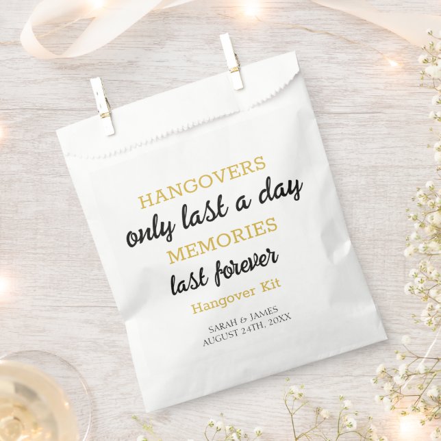 Elegante Black & Gold Hangover Hochzeitstypografie Geschenktütchen (Ausgeschnitten)