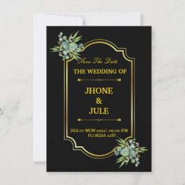 Elegante Black Gold Hochzeit Einladung